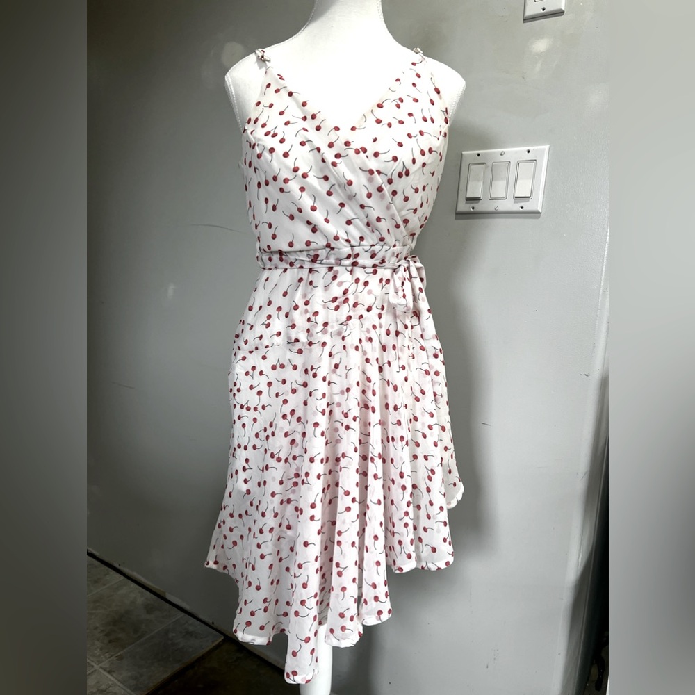 Cherry Summer Dress Asymetrical Wrap